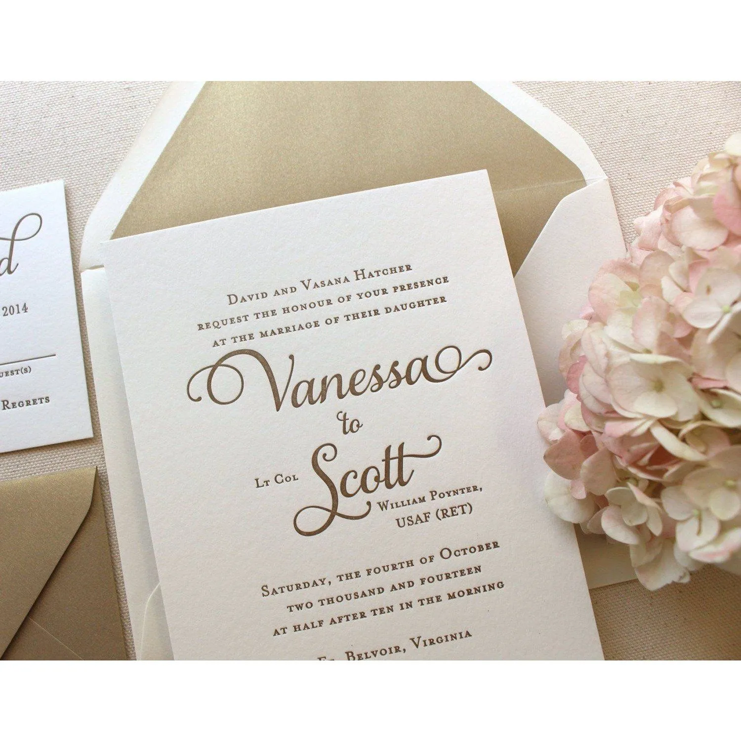 The Garden Rose Suite - SAMPLE Letterpress Wedding Invitation