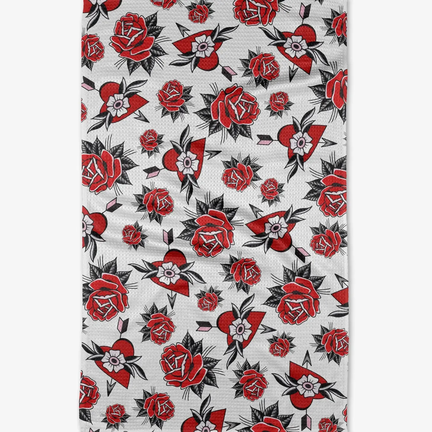 The Geometry Kitchen Tea Towel - Hearts And Roses