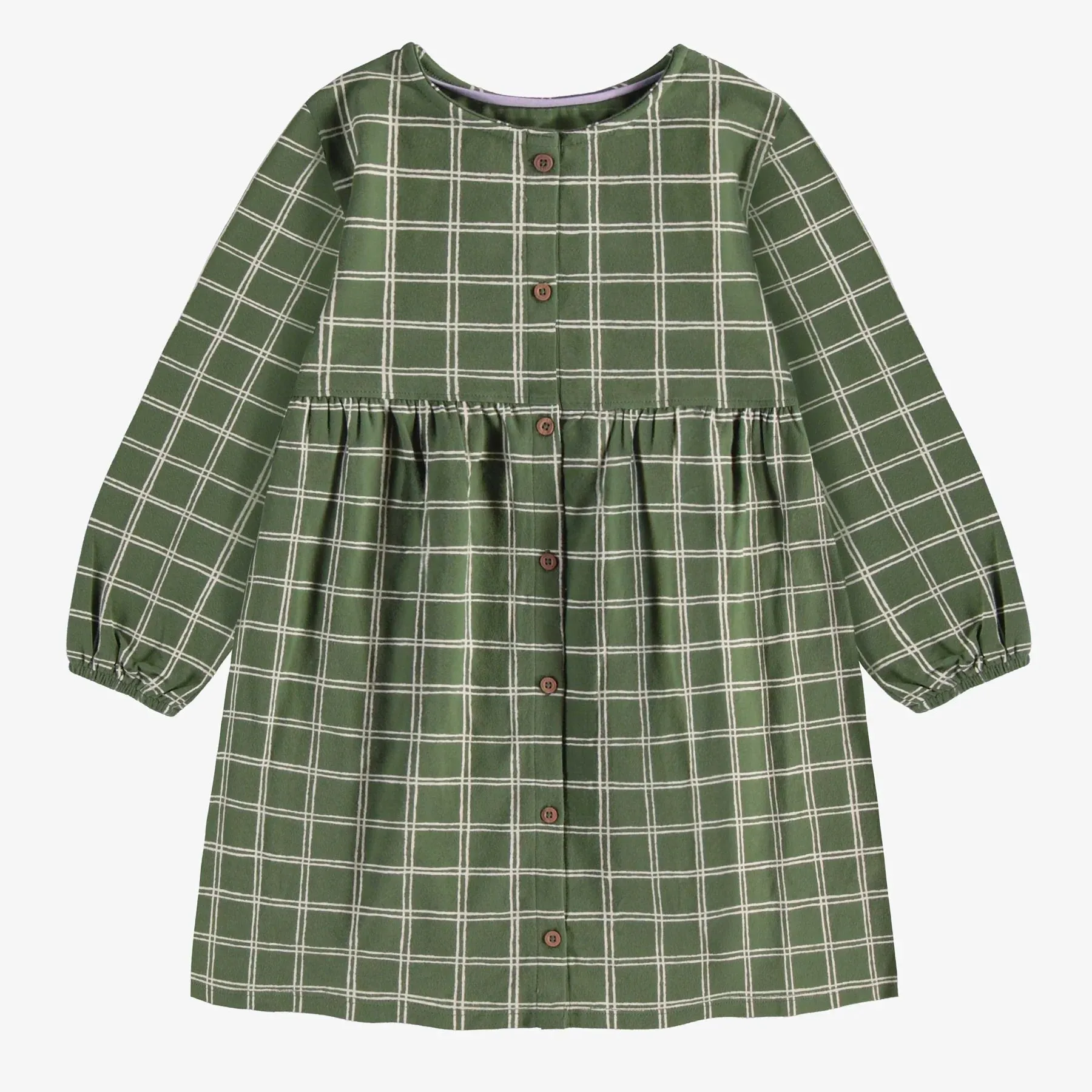 The Ginger Plaid Jersey Dress - Green - KIDS