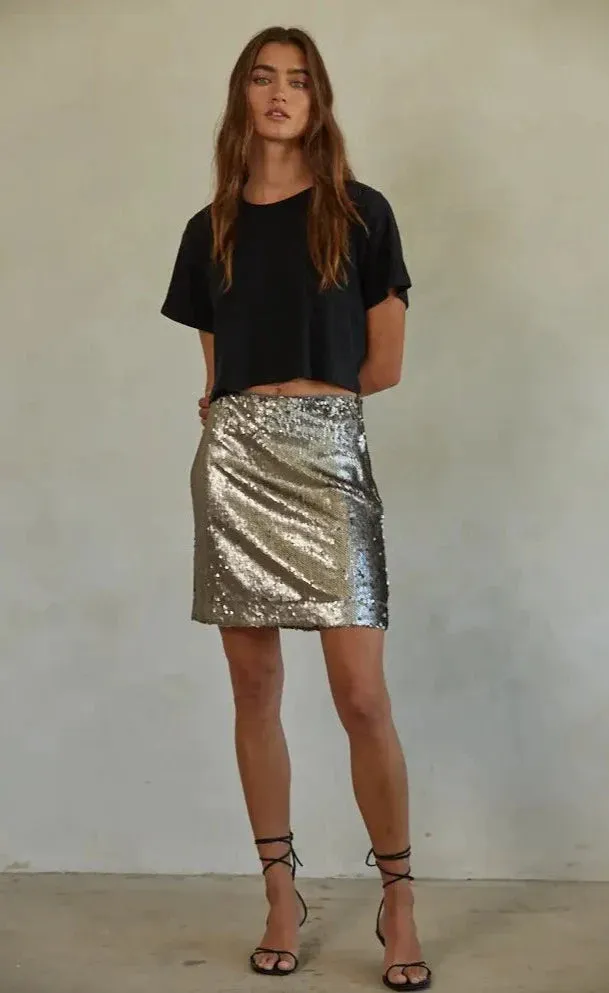 The Going Out Sequin Mini Skirt - Charcoal