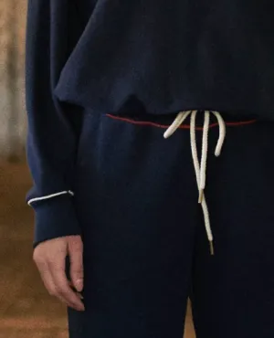 The Great - The Cropped Sweatpant with Multi Piping in Navy