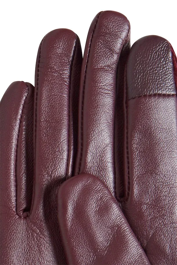 The Hillary Leather   Corduroy Gloves - Port