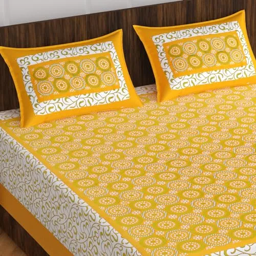 The Hobby Bounty THB 110TC Sanganeri Printed Double Bed Bedsheet,100% Pure Cotton Bedsheet for Double Bed with 2 Pillow Covers, 90x100 inch | Bed125