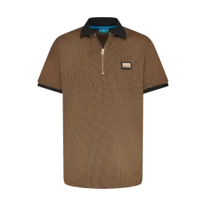 THE HOUNDSTOOTH POLO-BROWN