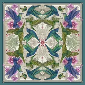 The Hummingbird Temple Scarf | Wool/Silk | 130x130cm [Preorder]