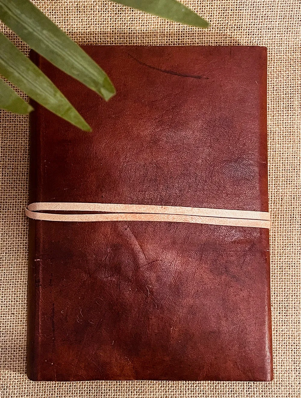 The India Craft House Handmade Pure Leather Diary with Handmade Paper - Dark Brown