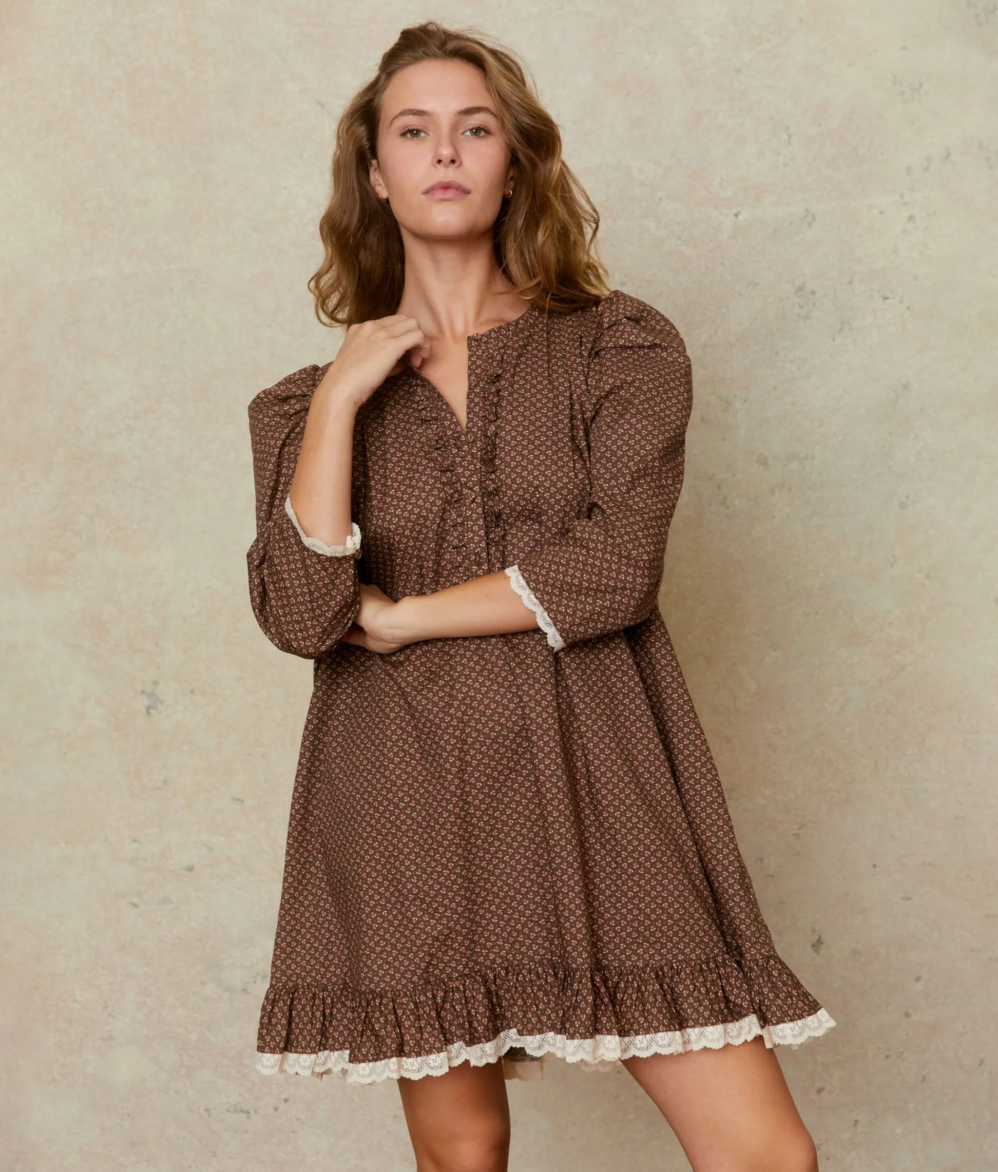 The Janae Dress | Geo Ditsy Hickory