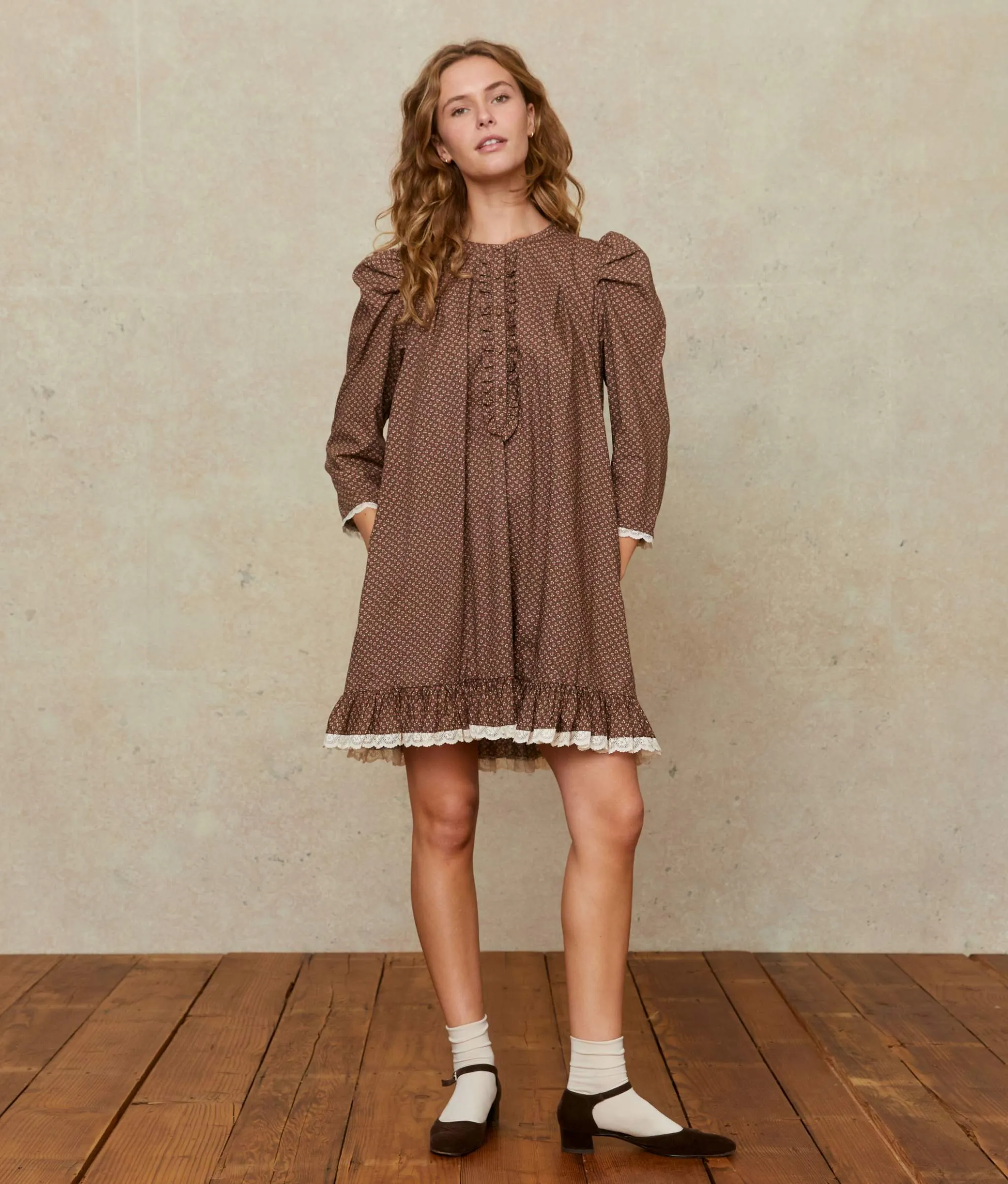 The Janae Dress | Geo Ditsy Hickory