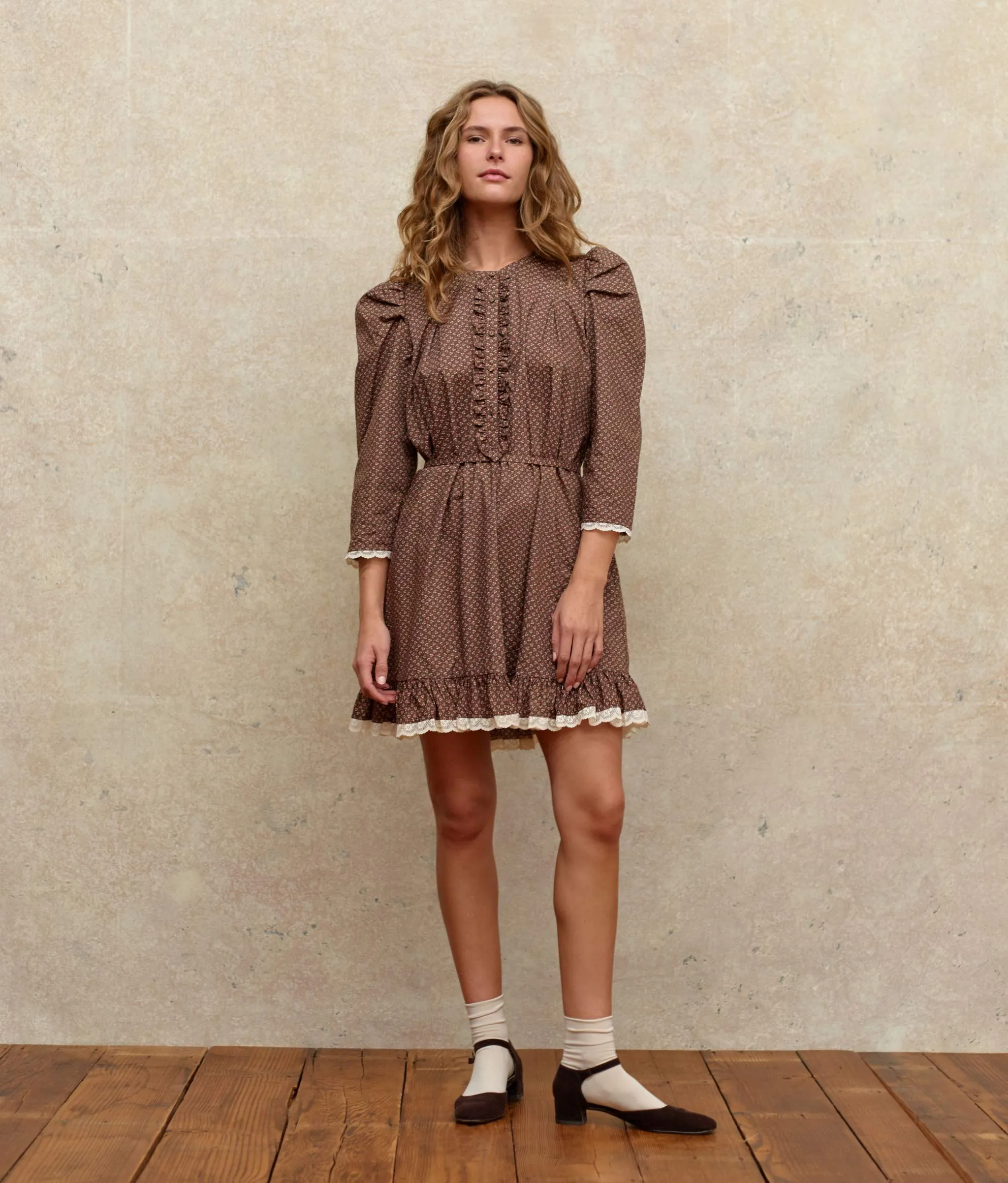 The Janae Dress | Geo Ditsy Hickory