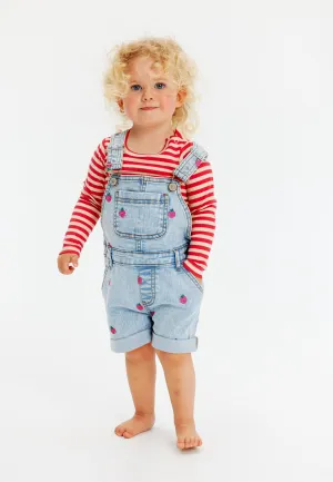 The Jayla Raspberry Denim Shortalls - BABY