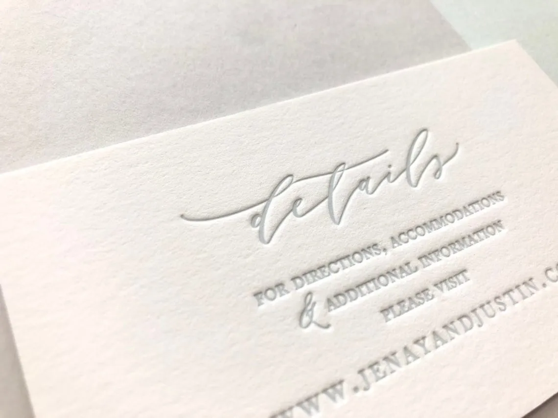 The Jenay Suite - SAMPLE Letterpress Wedding Invitation