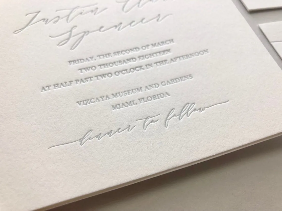 The Jenay Suite - SAMPLE Letterpress Wedding Invitation