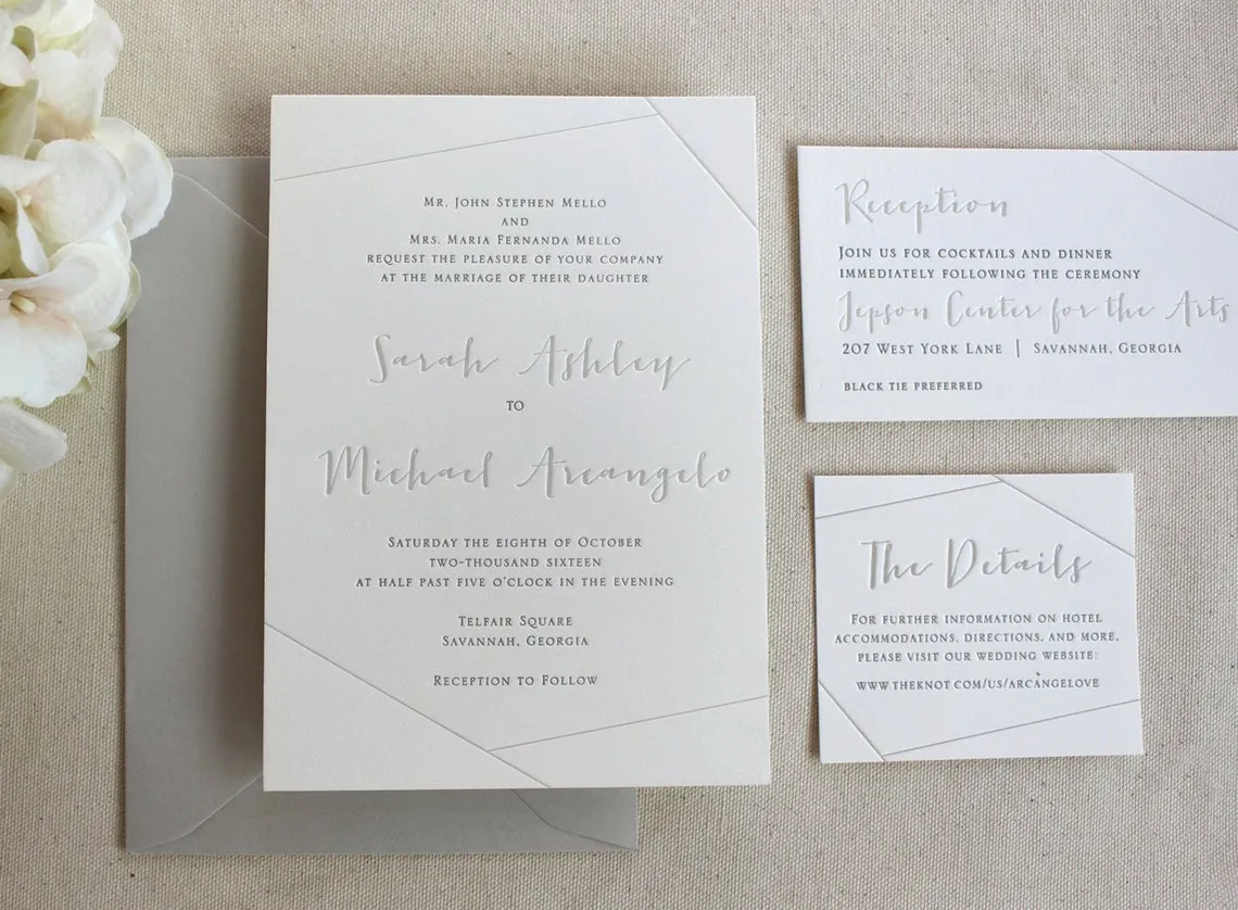 The Juniper Suite - SAMPLE Letterpress Wedding Invitation