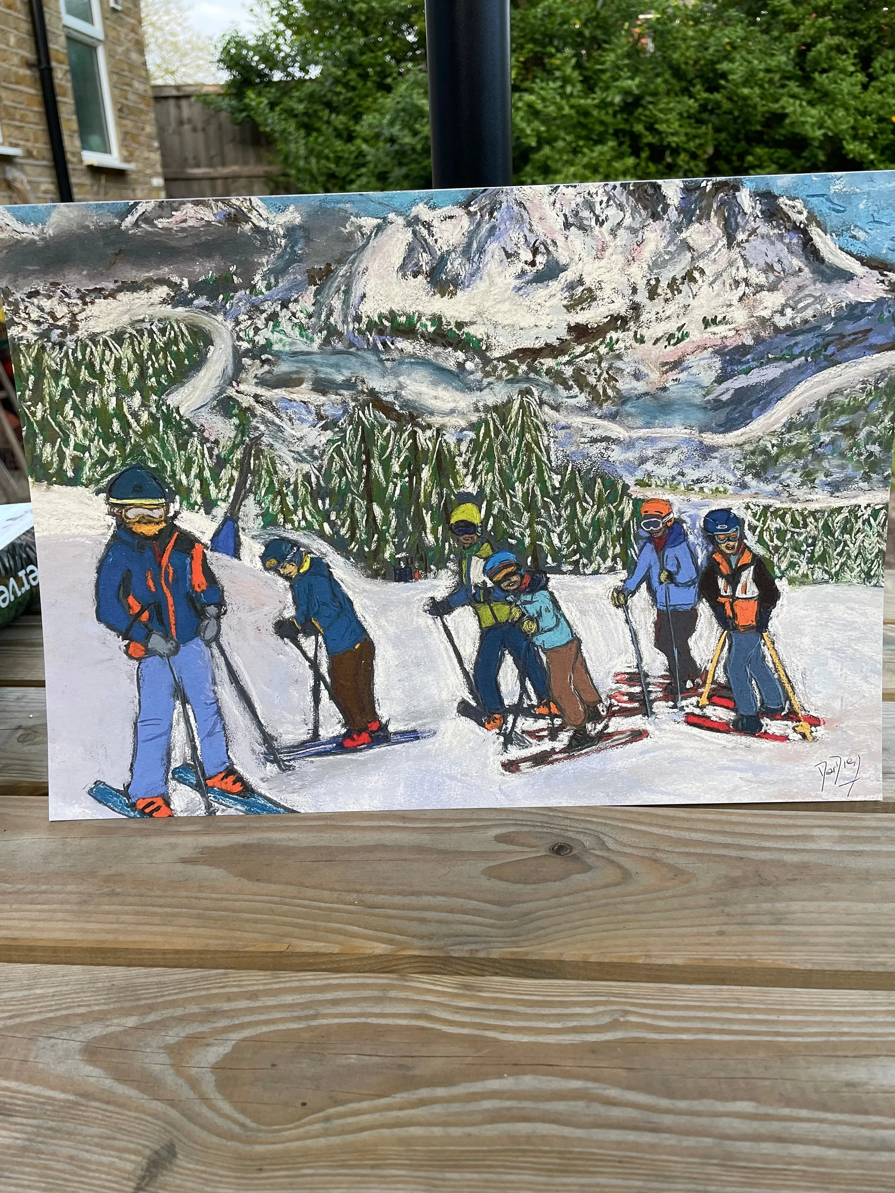 The Kids Skiing in Pila Print