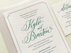 The Kylie Suite - SAMPLE Letterpress Wedding Invitation