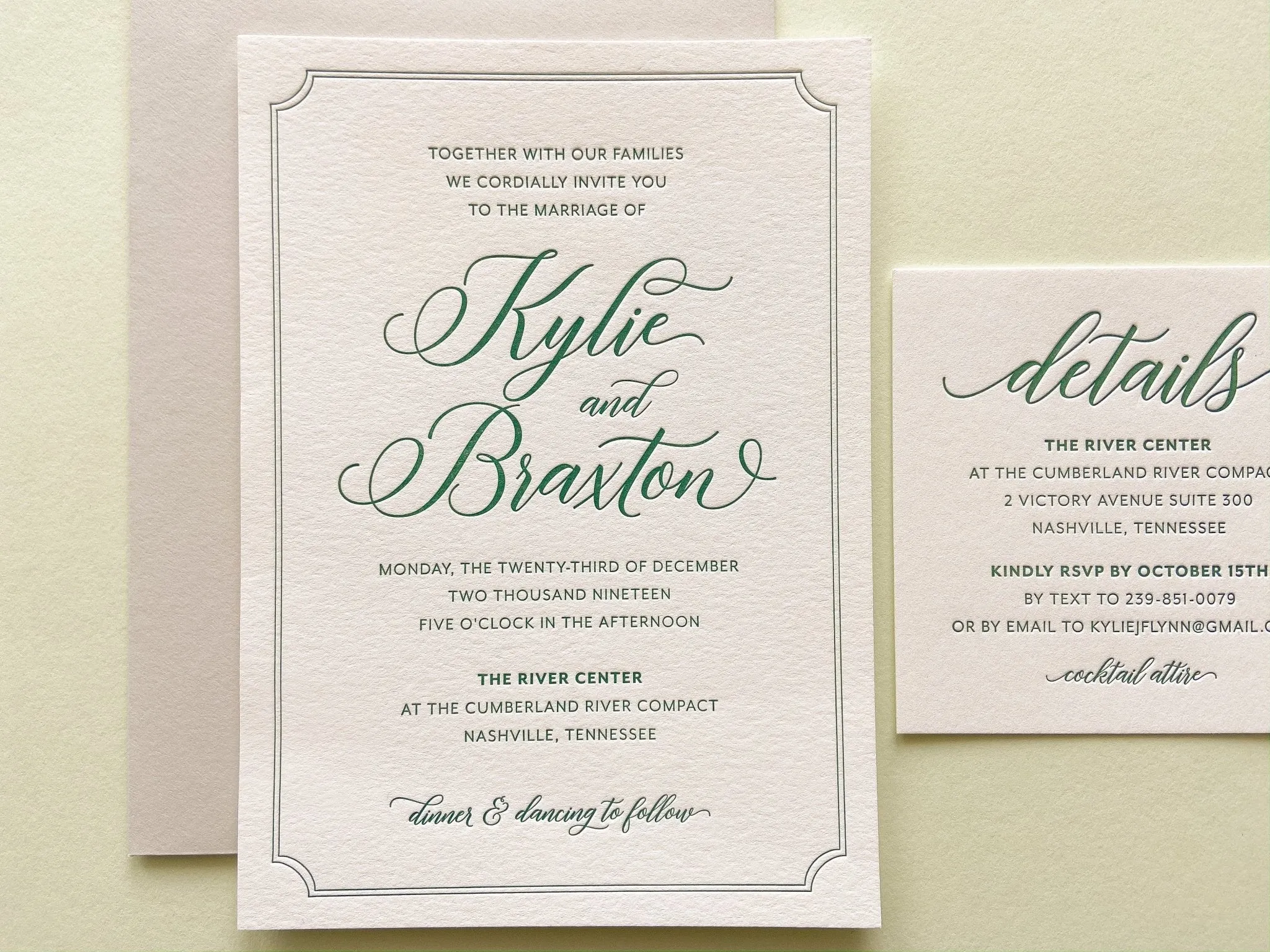 The Kylie Suite - SAMPLE Letterpress Wedding Invitation