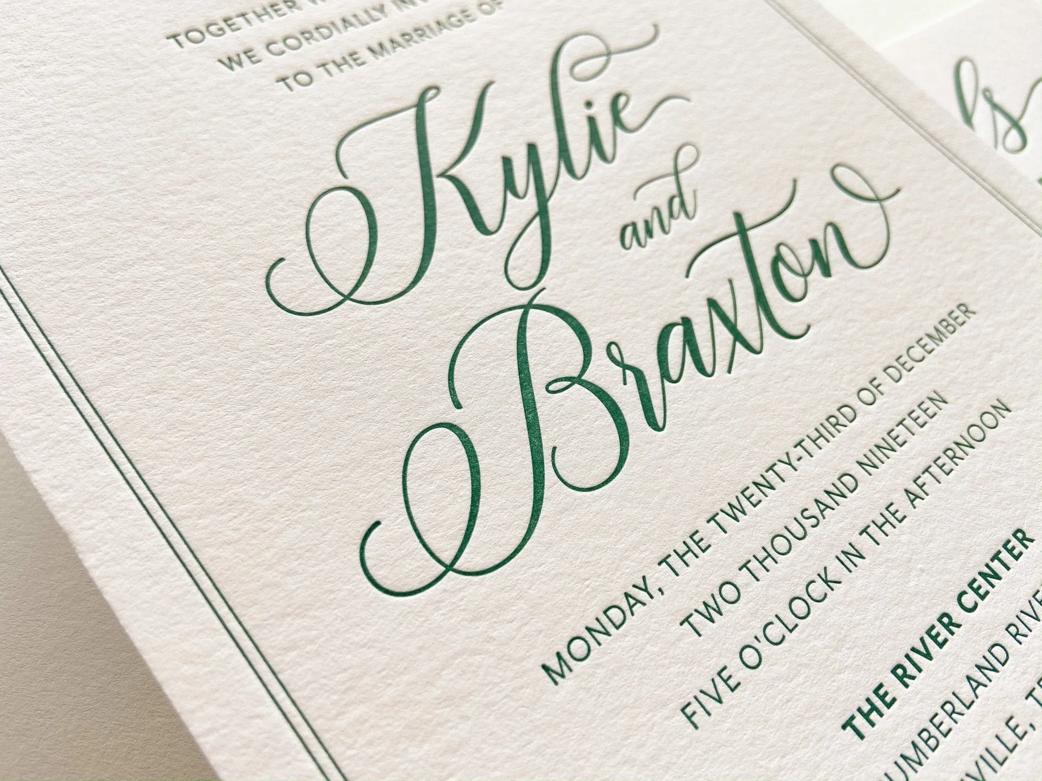 The Kylie Suite - SAMPLE Letterpress Wedding Invitation