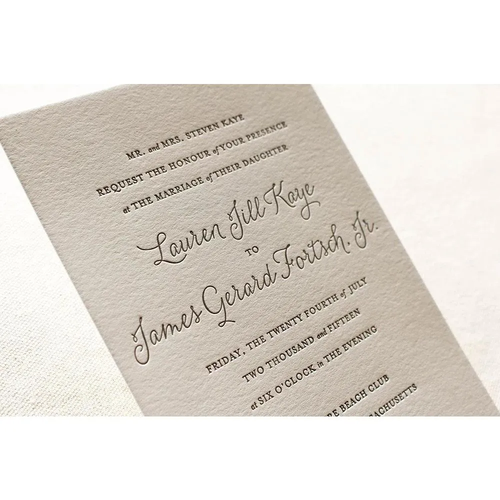 The Lily Suite  - SAMPLE Letterpress Wedding Invitation