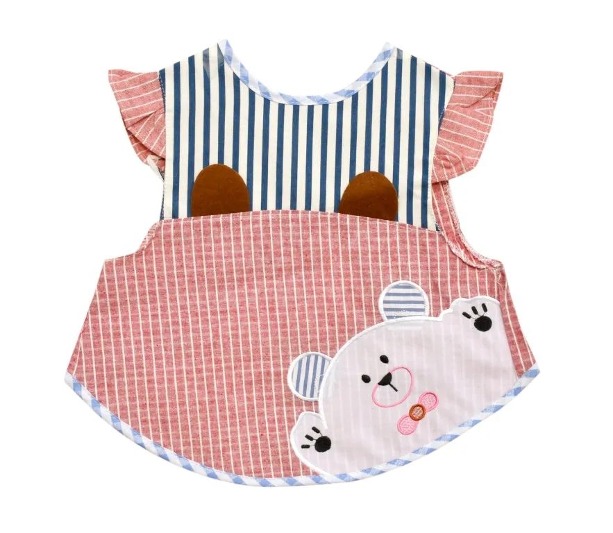 THE LITTLE LOOKERS Attractive Baby T-shirt Bibs/Apron with tying robe |Soft Cotton Fabric with PVC on Back/Quick Absorption & Fast Drying| Cute Prints for Babies/ Infants