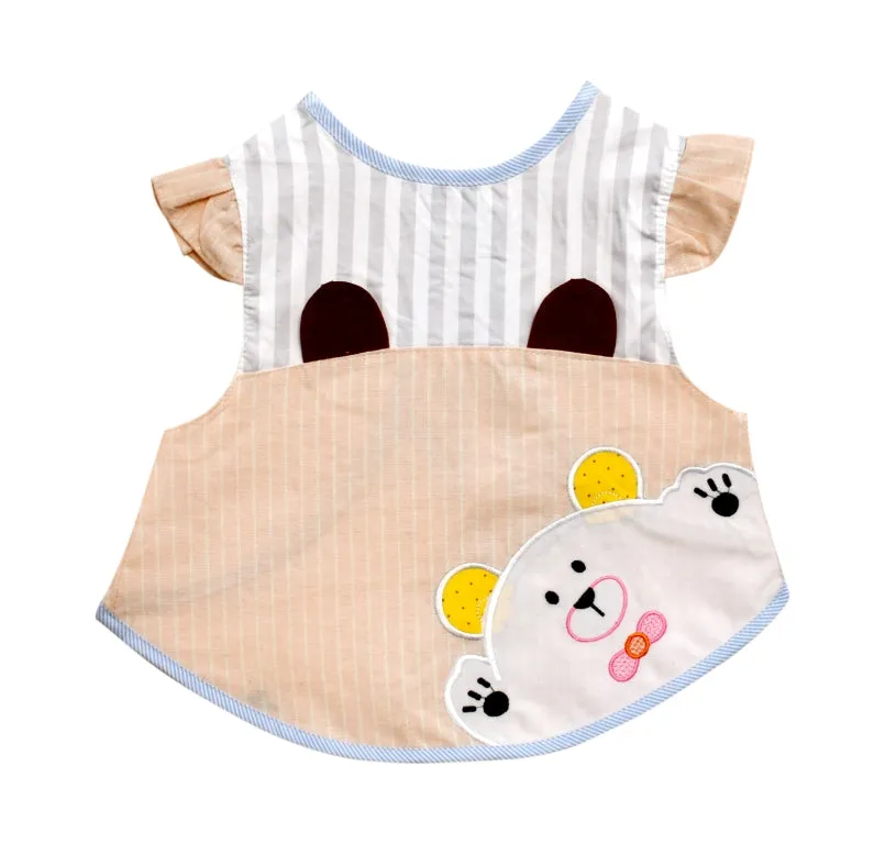 THE LITTLE LOOKERS Attractive Baby T-shirt Bibs/Apron with tying robe |Soft Cotton Fabric with PVC on Back/Quick Absorption & Fast Drying| Cute Prints for Babies/ Infants