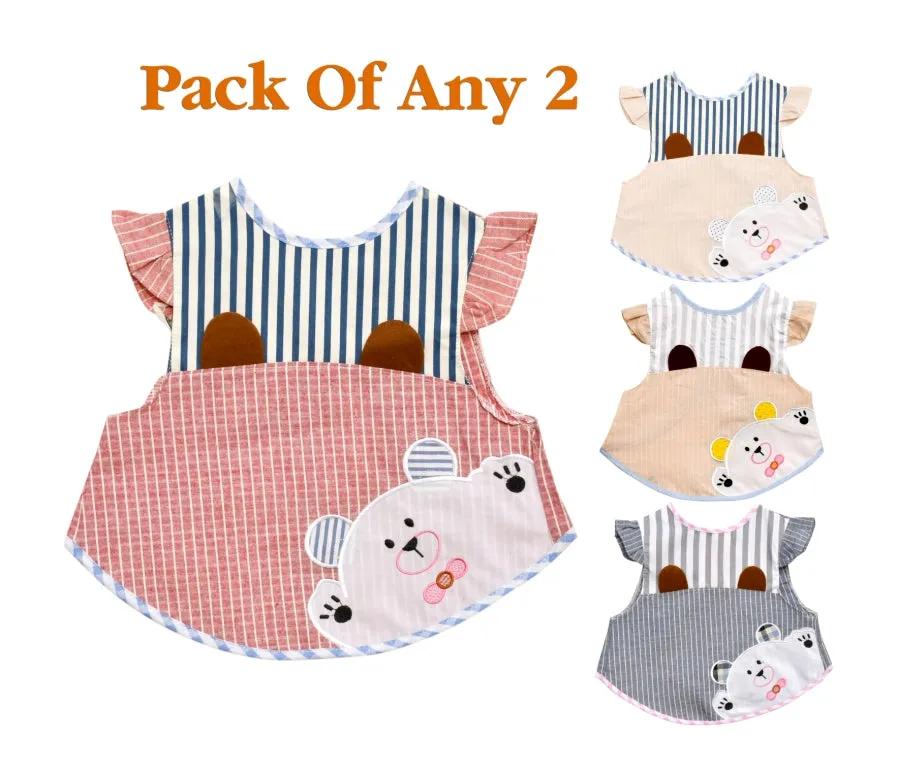 THE LITTLE LOOKERS Attractive Baby T-shirt Bibs/Apron with tying robe |Soft Cotton Fabric with PVC on Back/Quick Absorption & Fast Drying| Cute Prints for Babies/ Infants