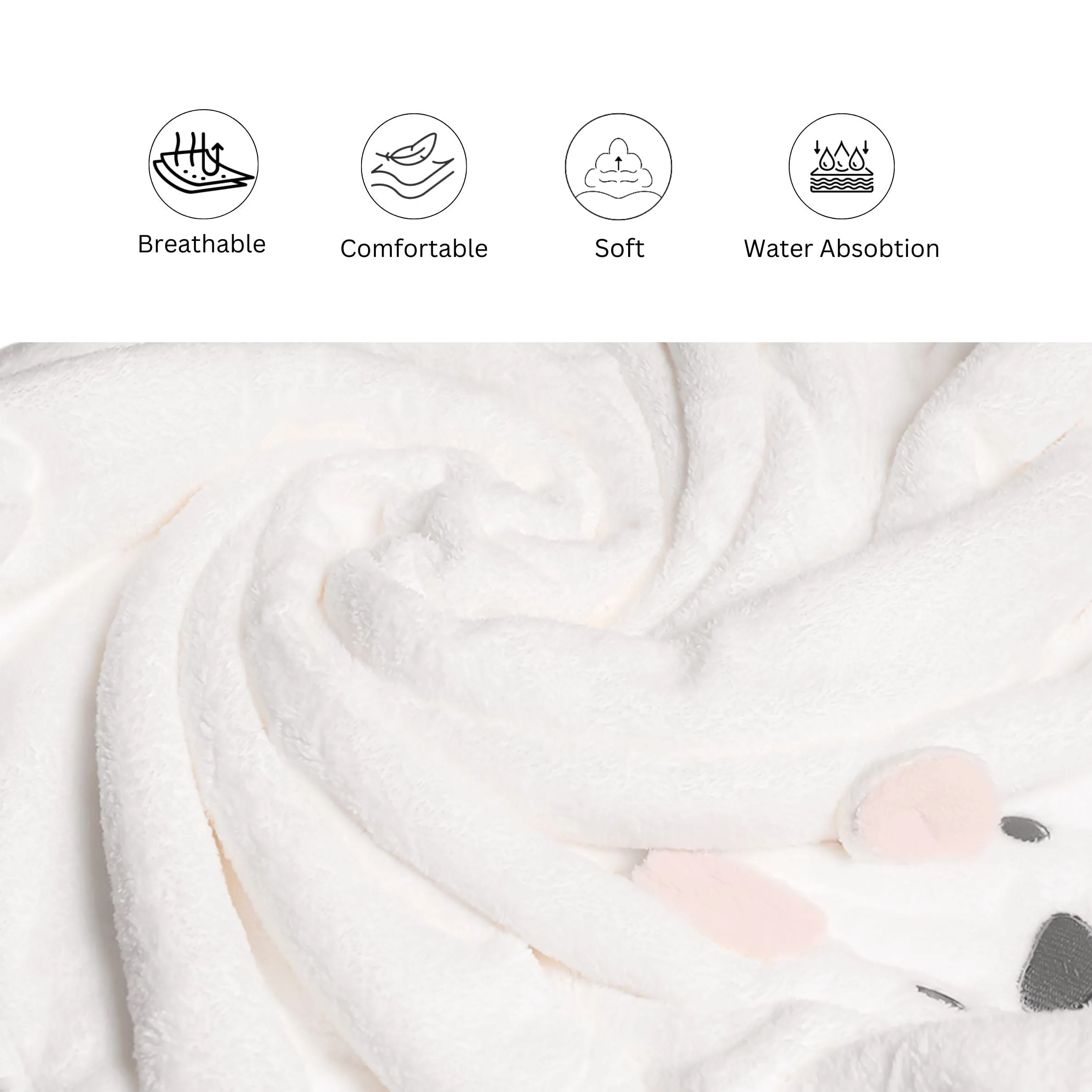 The Little Lookers Microfiber Kids Bath and Hand Towel|Quick Dry| Super Absorbent| Super Soft Rabbit Bath Towel for Babies|Toddler