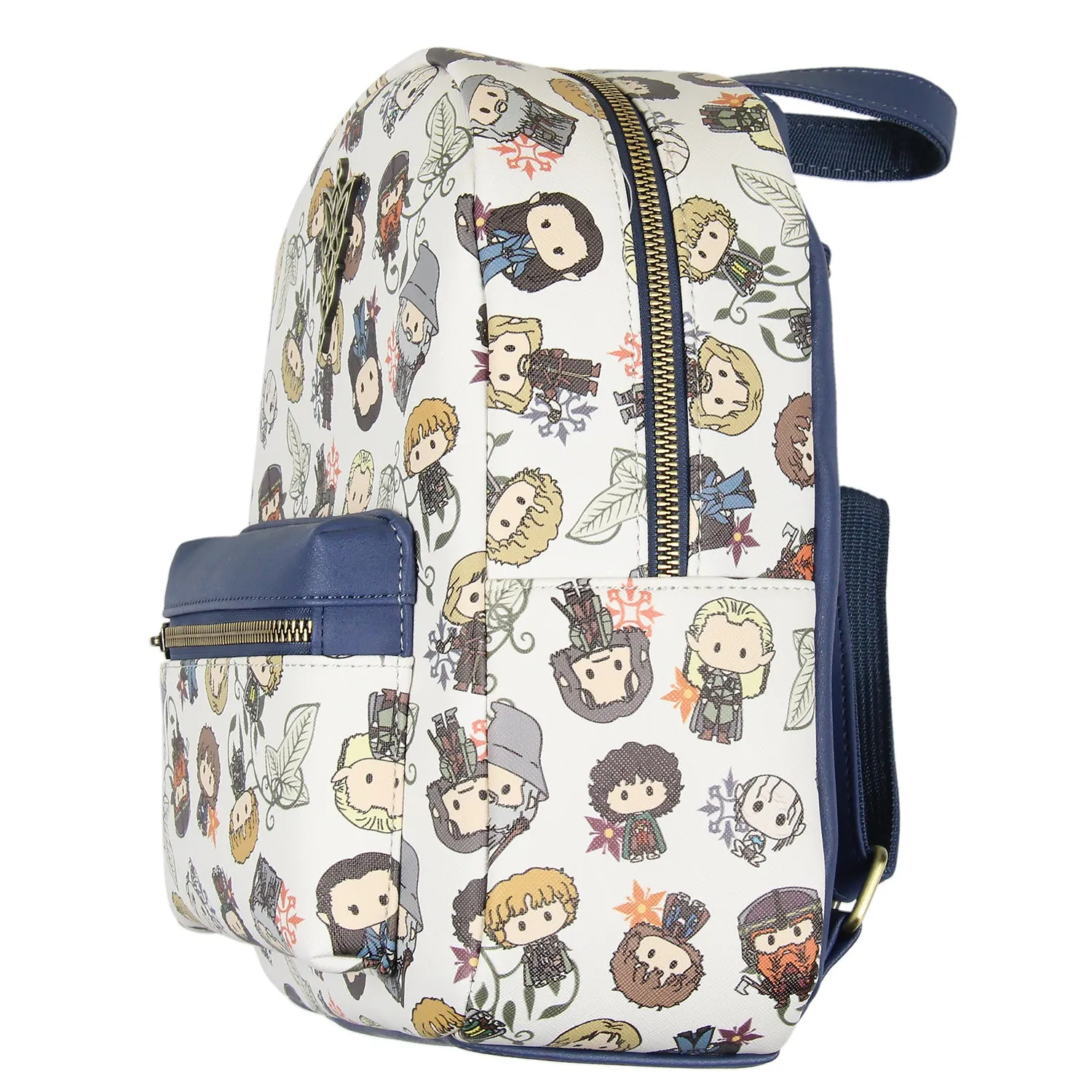 The Lord Of The Rings Allover Chibi Character Pattern Faux Leather Mini Backpack