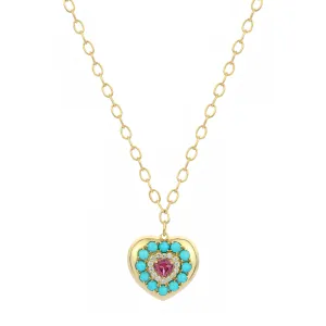 The Lover 14K Gemstone & Diamond Heart Necklace