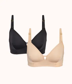 The Low Back Bralette Bundle: Toasted Almond/Jet Black