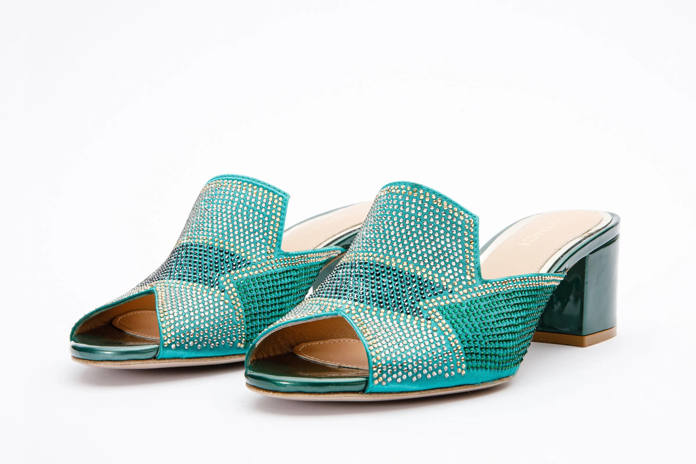 The Magnolia Green Glitter Leather Women Sandal