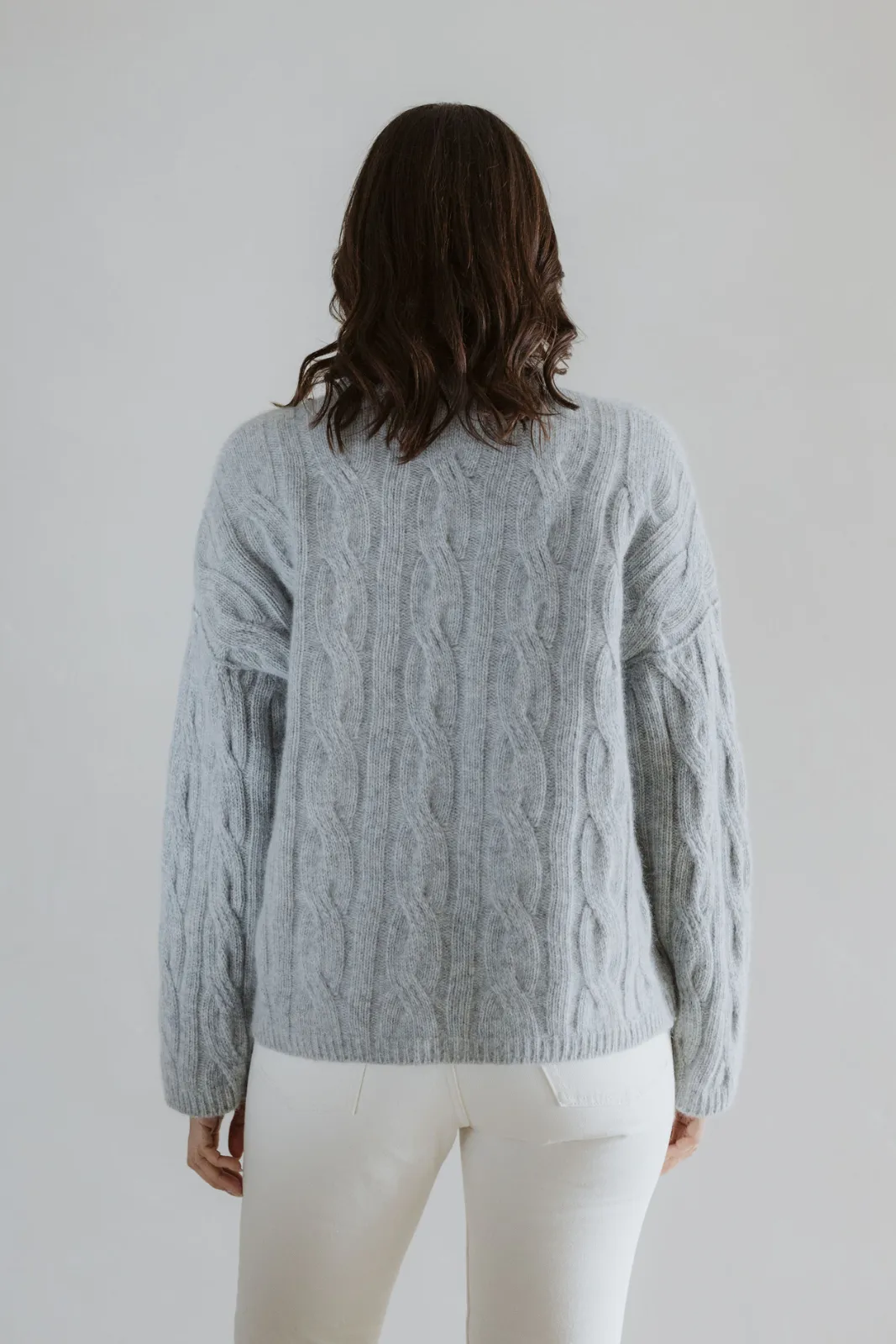 The Merino Angora Cable Jersey- Dove