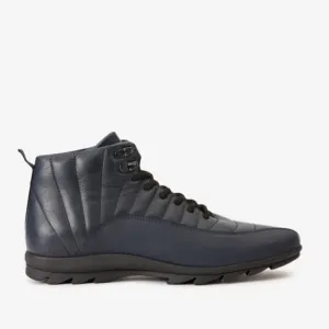 The Merter Navy Blue Leather Casual Lace-Up Men Boot