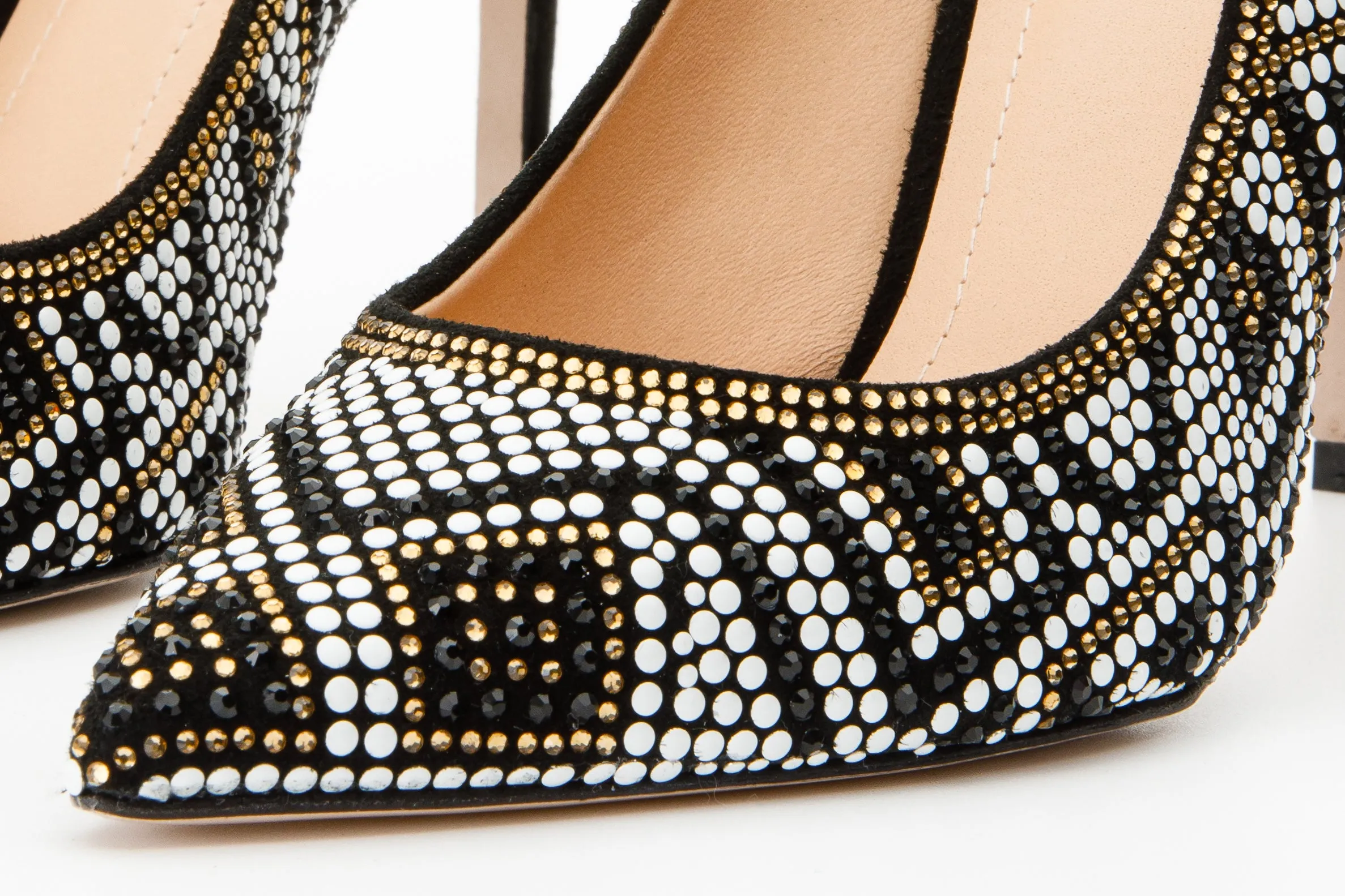 The Nampula Black Glitter Leather Pump Women Shoe