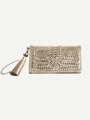 The Neeson Tassel Clutch in Platino