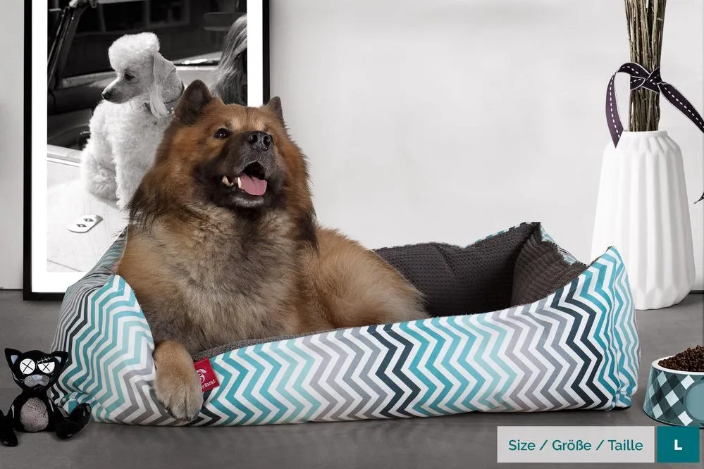 The Nest Orthopedic Memory Foam Dog Bed - Geo Print Chevron Teal