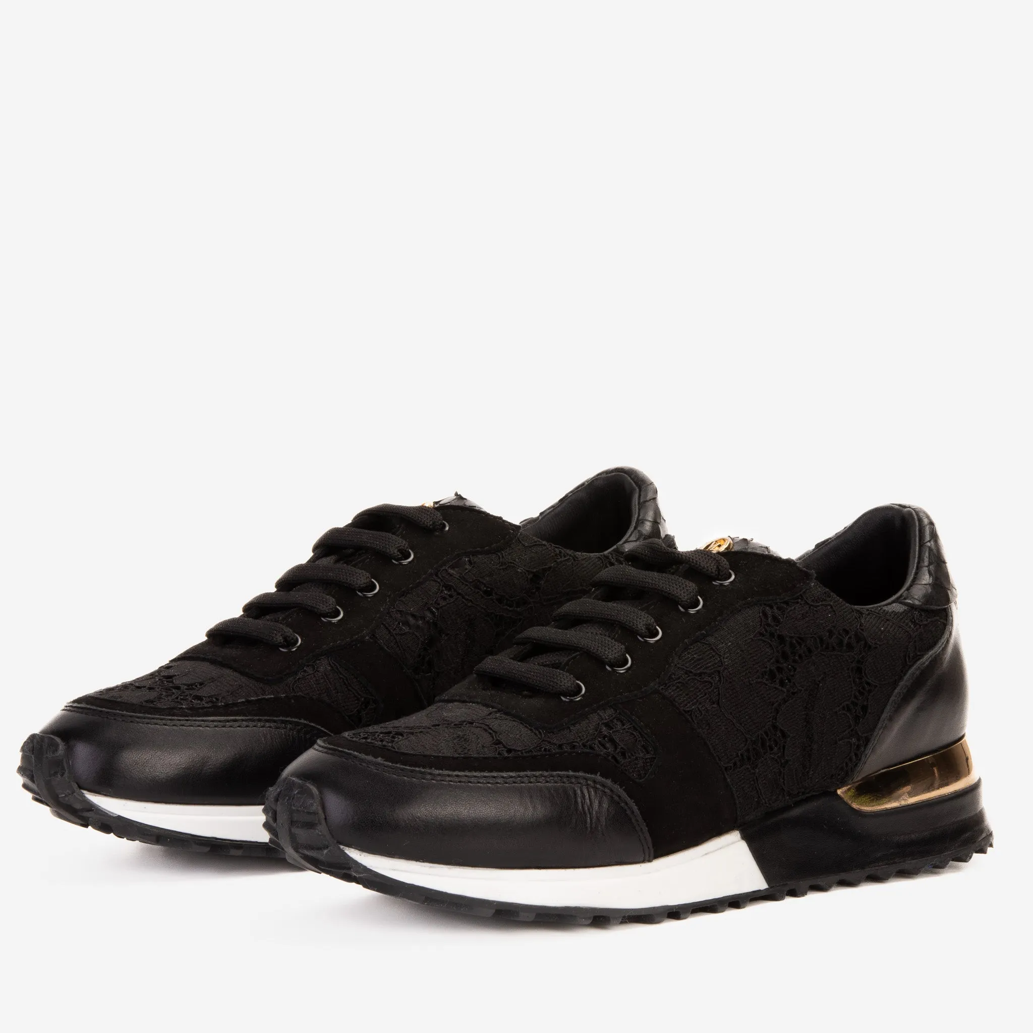 The Noir Black Leather Women Sneaker