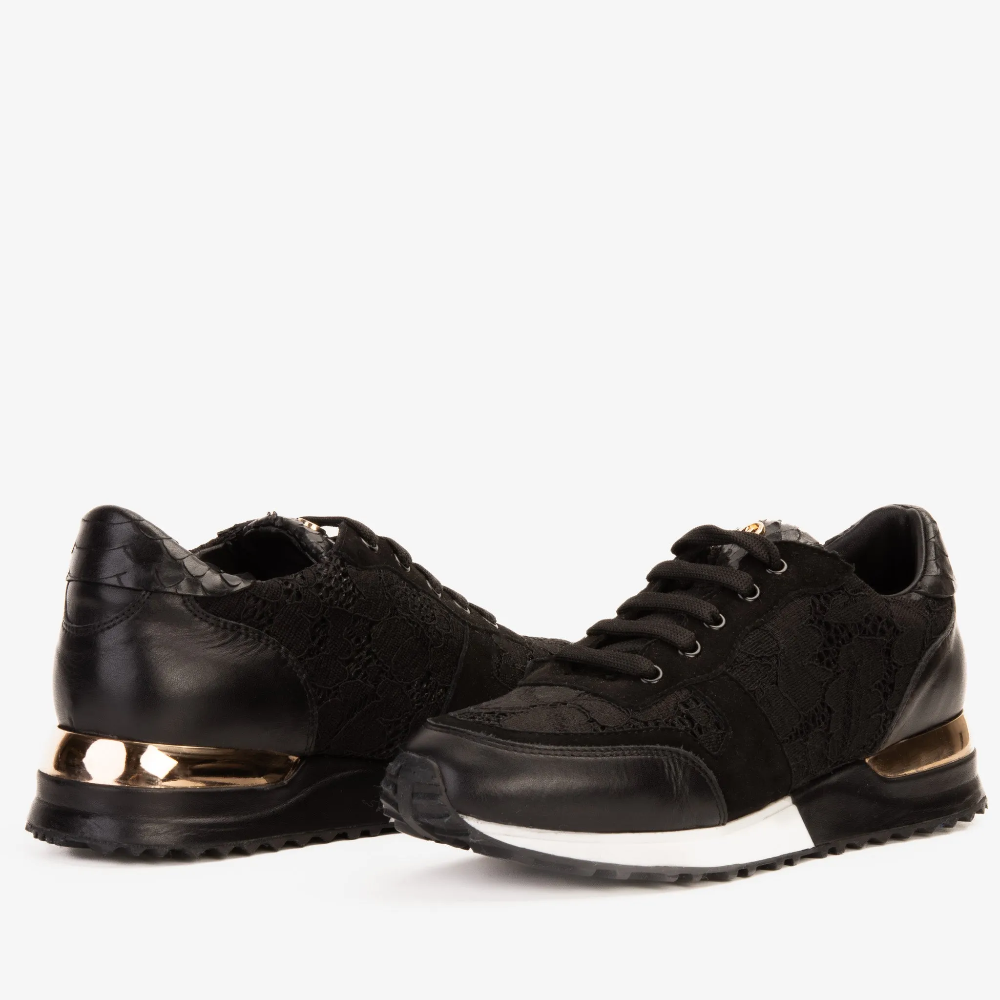 The Noir Black Leather Women Sneaker