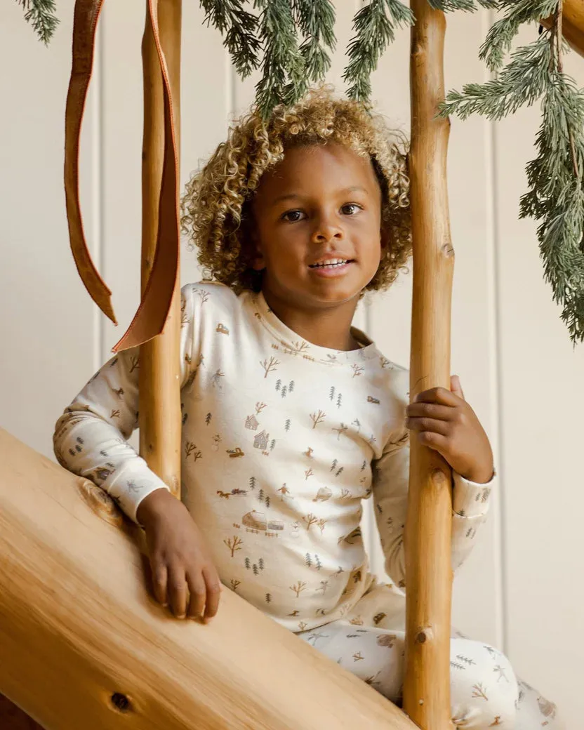 The Organic Long Sleeve Pajama SET by Rylee   Cru - Winter Town - KIDS