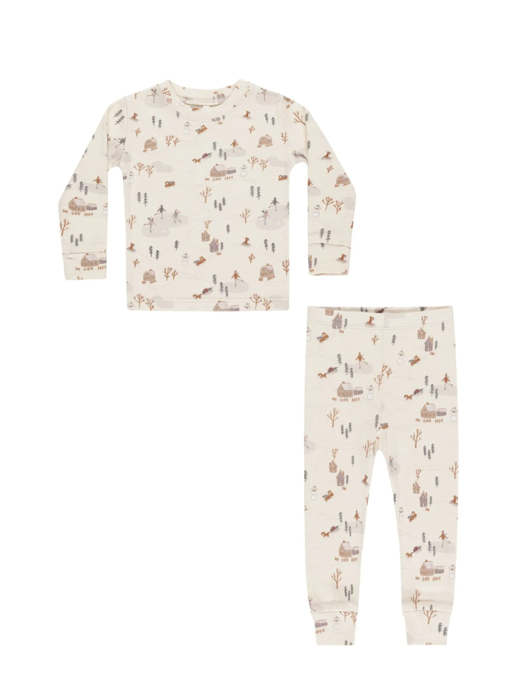 The Organic Long Sleeve Pajama SET by Rylee   Cru - Winter Town - KIDS