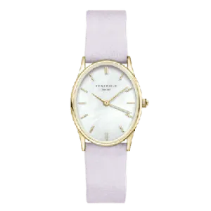 The Oval White MOP Lilac Nubuck Gold  24 x 29mm