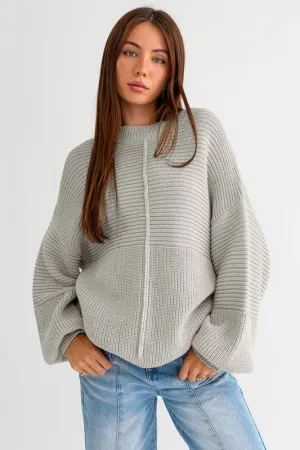 The Payton Ribbed Sweater in Grey