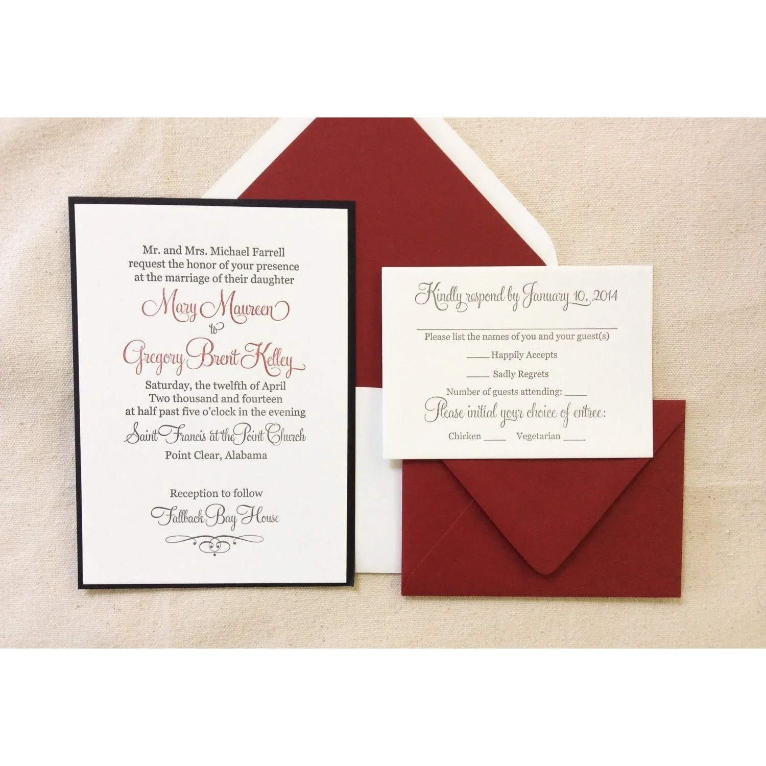 The Red Rose Suite - Letterpress Wedding Invitations