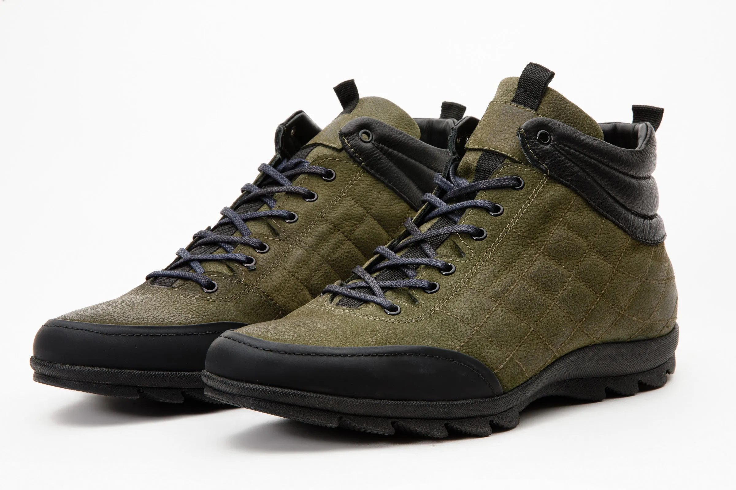 The Riga Green Suede Leather Casual Lace-Up Men Boot with a Zipper