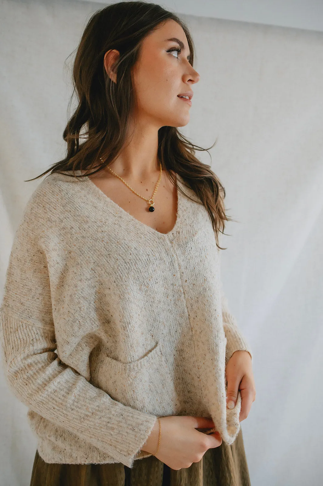 The Robin Pocket Sweater - Oatmeal