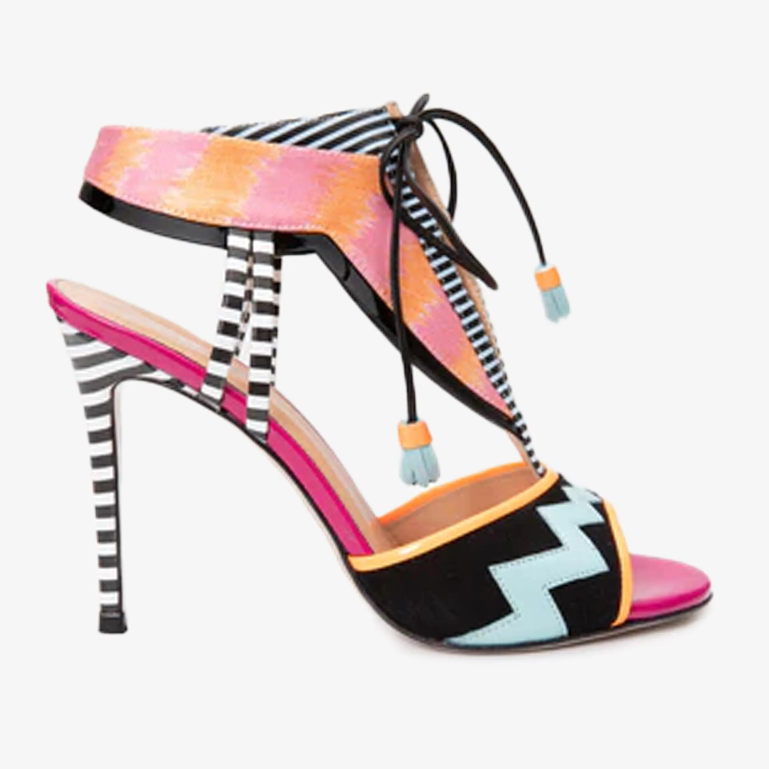 The Santa Amaro Multicolor T-Strap Lace-Up Leather Women Sandal