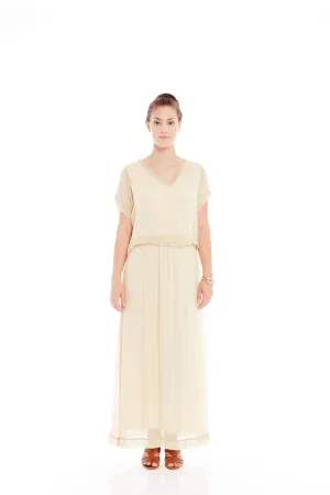 THE SILKY MAXI IN BEIGE SPEAKS FOR ITSELF