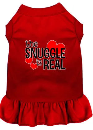 The Snuggle Is Real Screen Print Dog Dress Red Sm