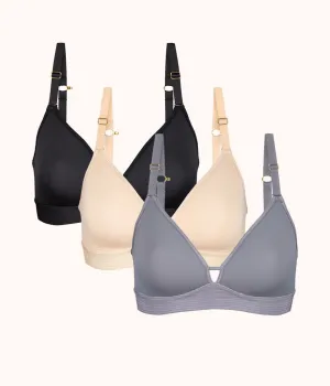 The Spacer Bra Trio: Jet Black/Toasted Almond/Smoke