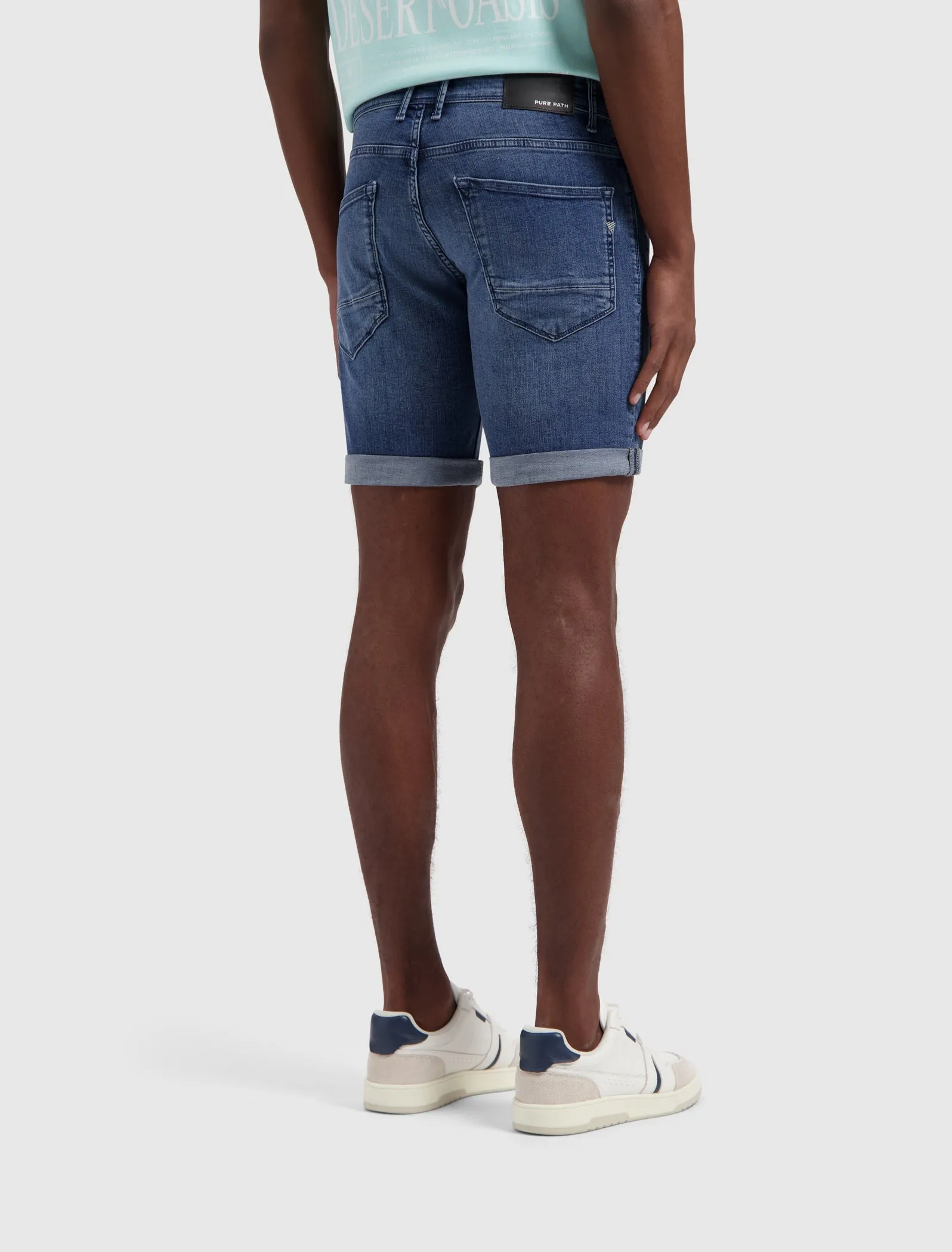 The Steve Skinny Fit Shorts | Denim Mid Blue