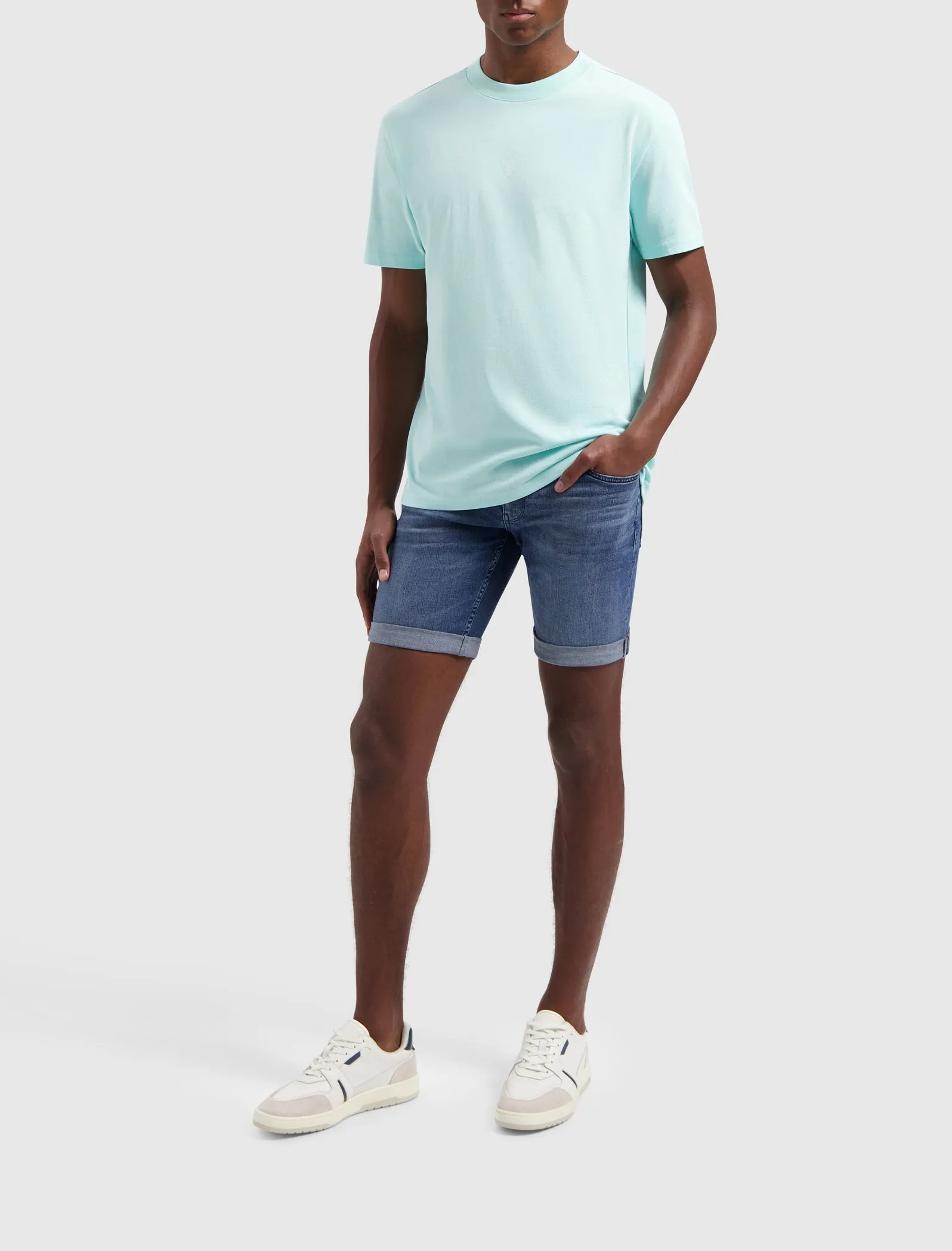 The Steve Skinny Fit Shorts | Denim Mid Blue